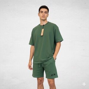 Men's Green Casual Shorts and T Shirts